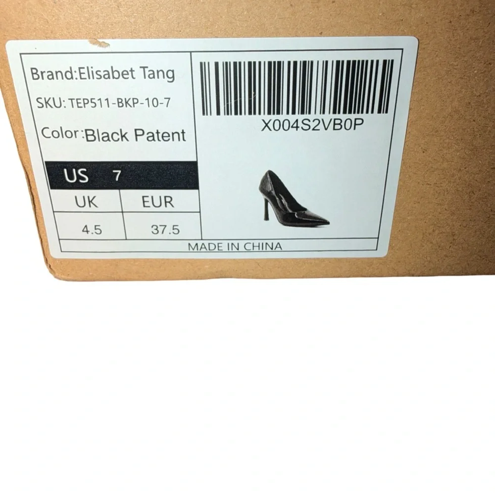 Elisabet Tang Black Patent Leather Stiletto High Heel Pumps-size 7-NWT‎